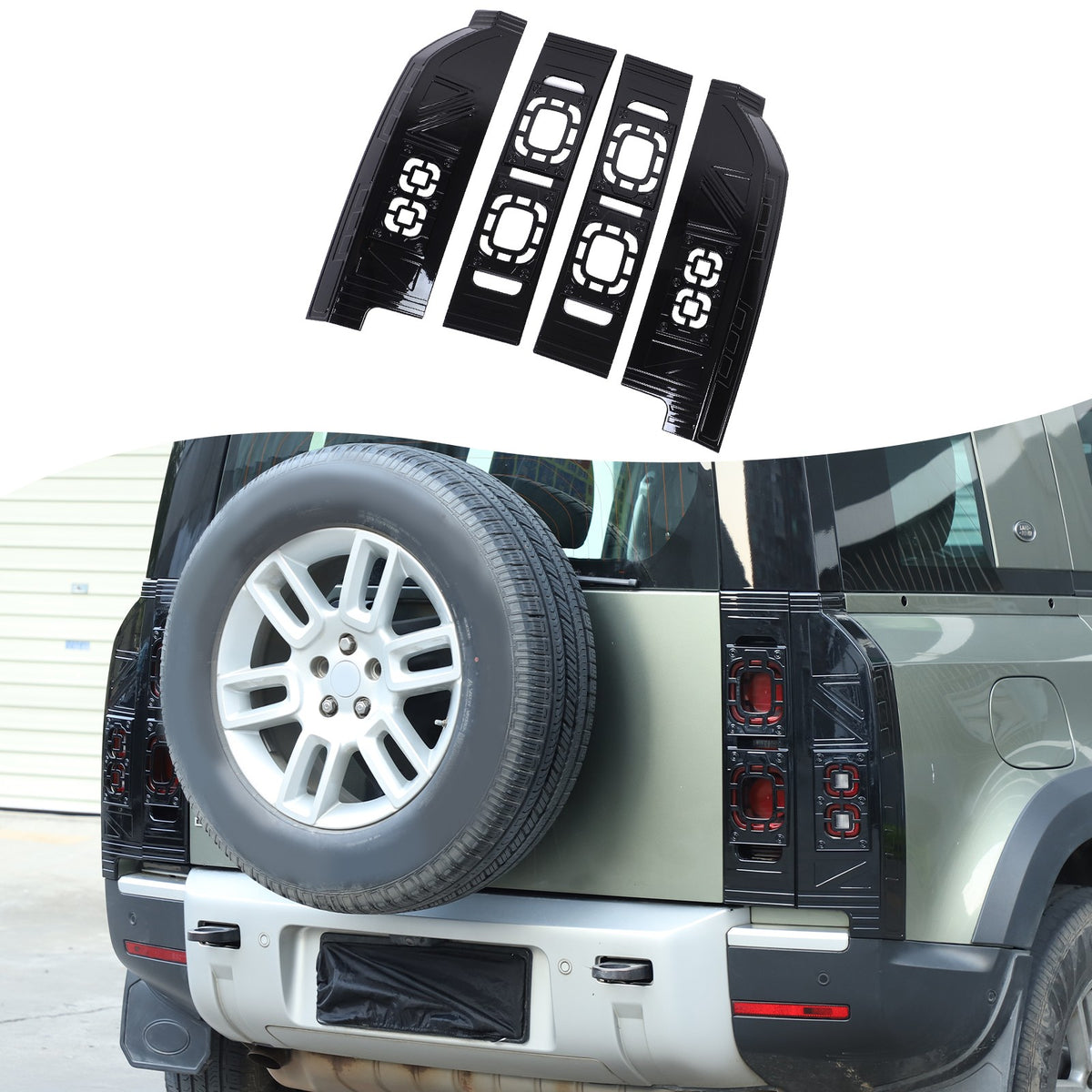 Mesh Piano Black ABS Taillight Protection Trim For LR Defender L663 2020-2025 US 2