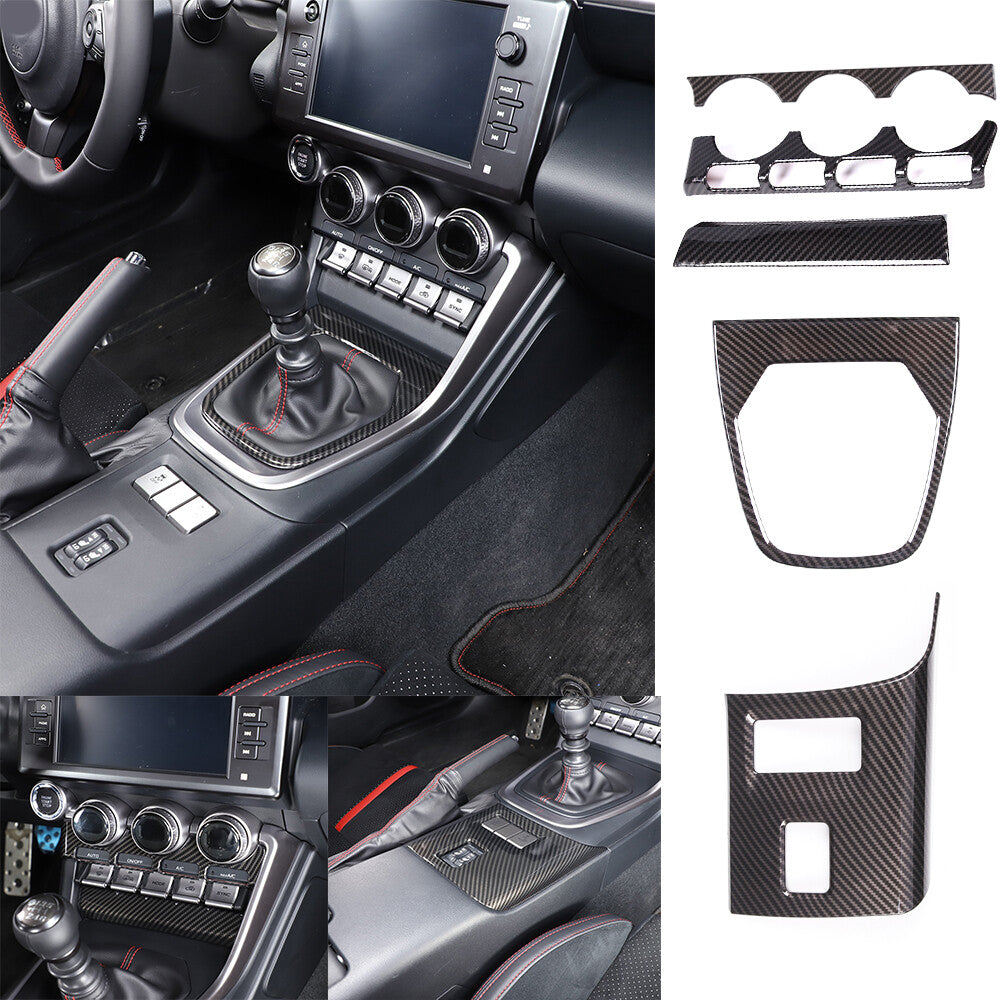 5Pc ABS Carbon fiber Center Console Trim Cover Set For Toyota 86/Subaru BRZ 2022 1