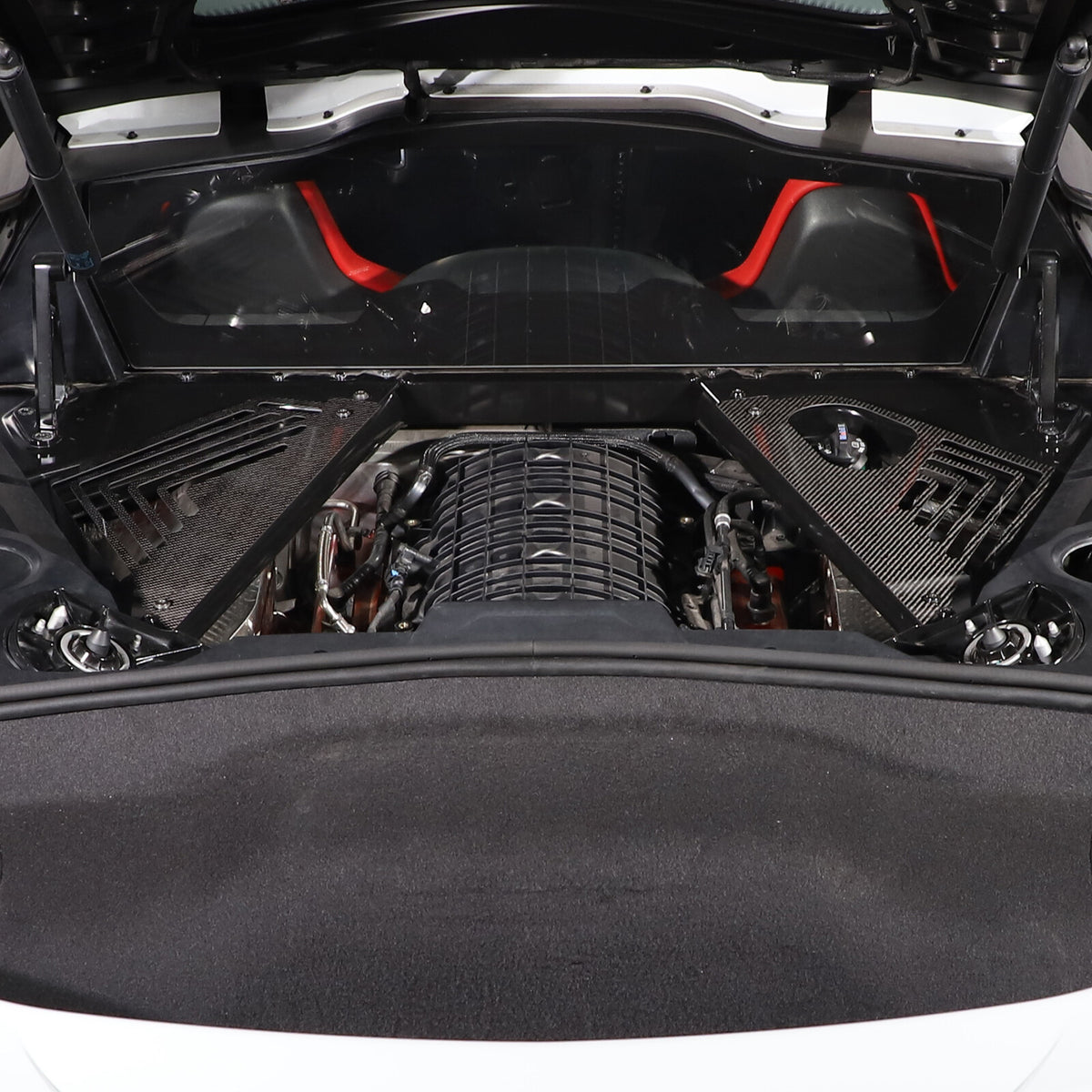 Gloss Real Carbon fiber Engine Bay Side Panel Cover Overlay For Corvette C8 20+ 4