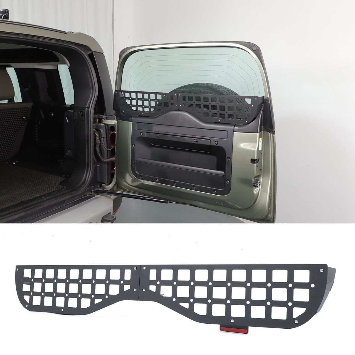 Alloy Tailgate Window Storage Fence Molle Panel Rack For LR Defender L663 2020+ 10