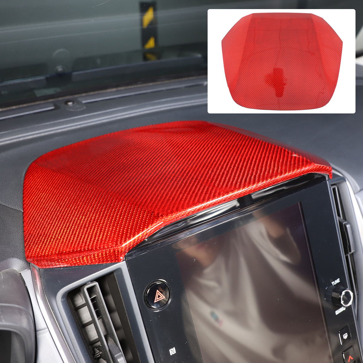 Red Real Carbon Fiber Center Navigation Screen Trim For Subaru Crosstrek GU 24+ 16