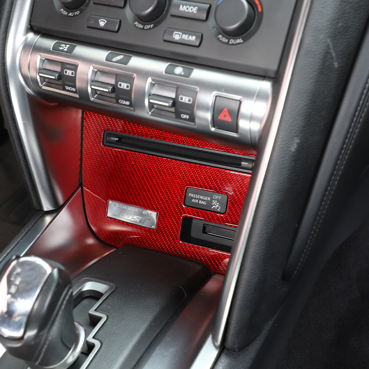 Red Real Carbon Fiber Interior Center Trim Cover Kit For Nissan GTR R35 2008-16 5