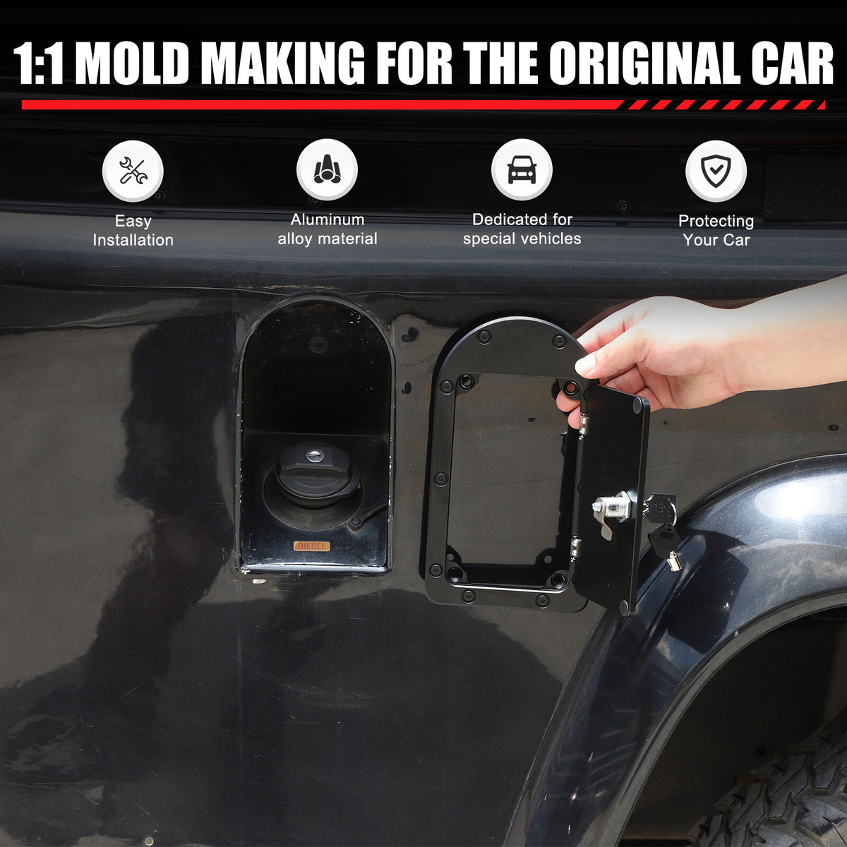 Locking Fuel Door Gas Tank Cap Cover Lock Key For LR Defender 90 110 2004-2019 6