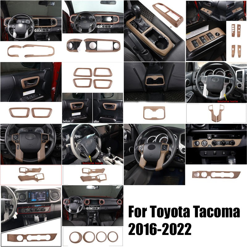Wood Grain Interior Center Console Cover Trim For Toyota Tacoma 2016-2023 1
