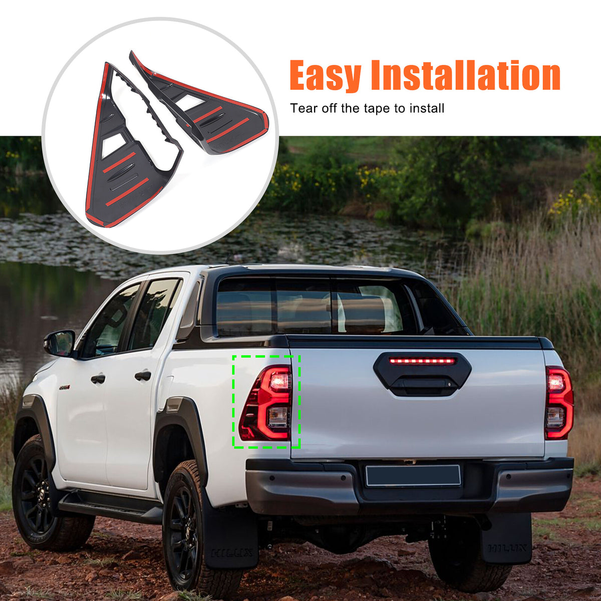 Black Tail Light Taillight Cover Trim For Toyota Hilux Rogue/GR Sport 202+ 5