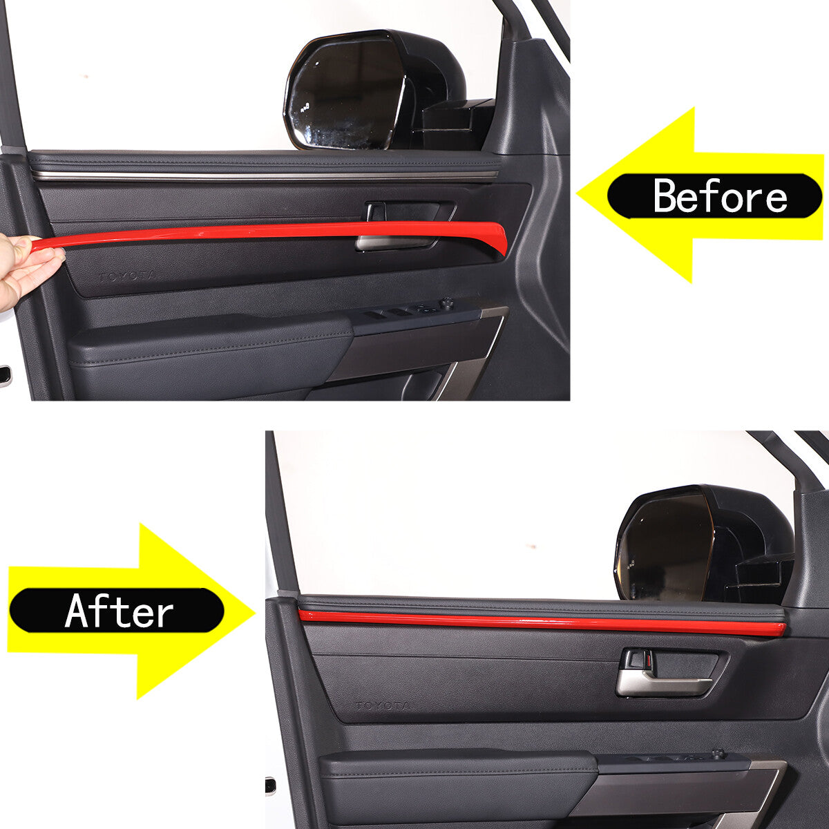 For Toyota Tundra 2022-23 Inner Interior Door Panel Trim ABS Red 4PCS US 4