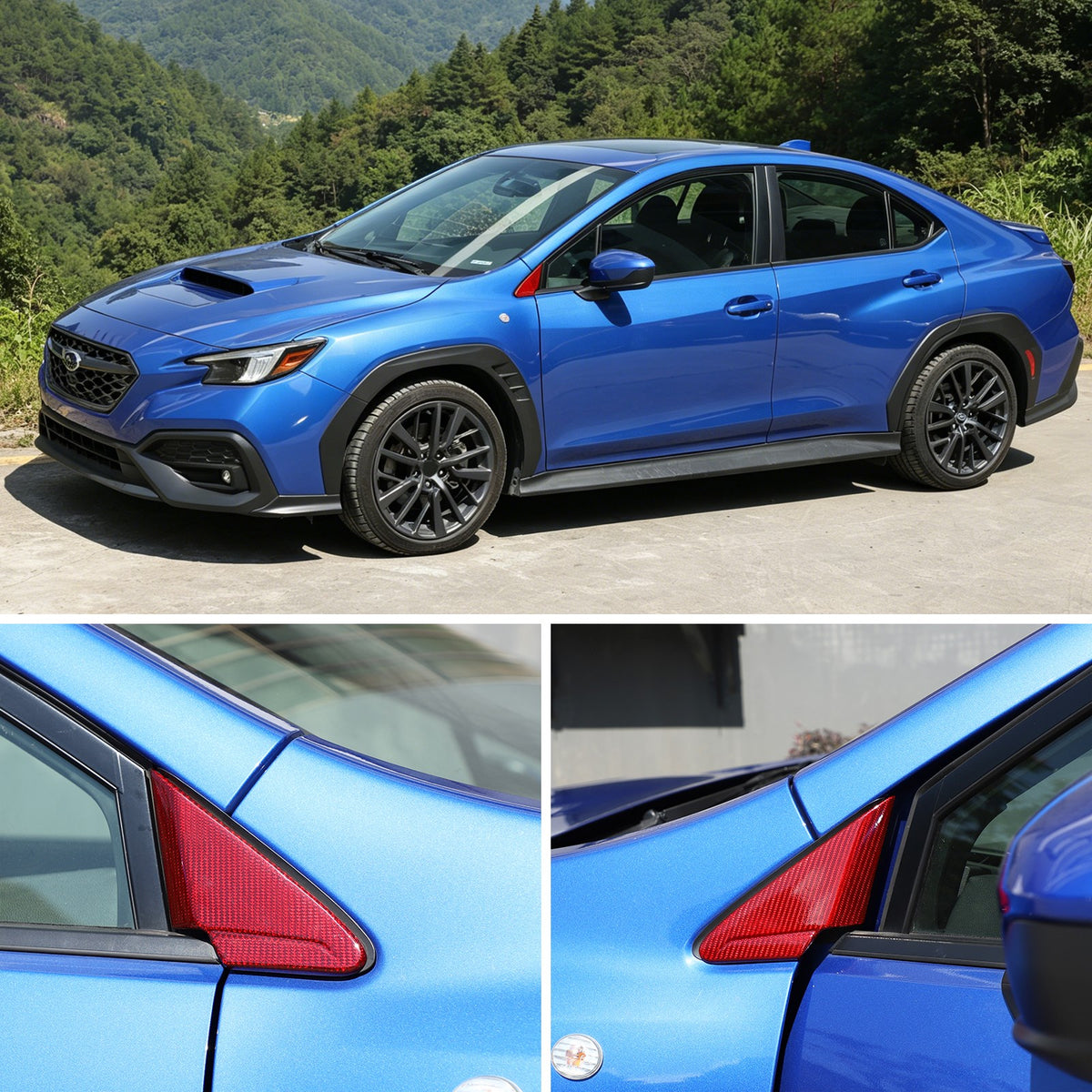 Red Real Carbon Fiber Front A-Pillar Triangle Trim For Subaru WRX Levorg 2022+ 10