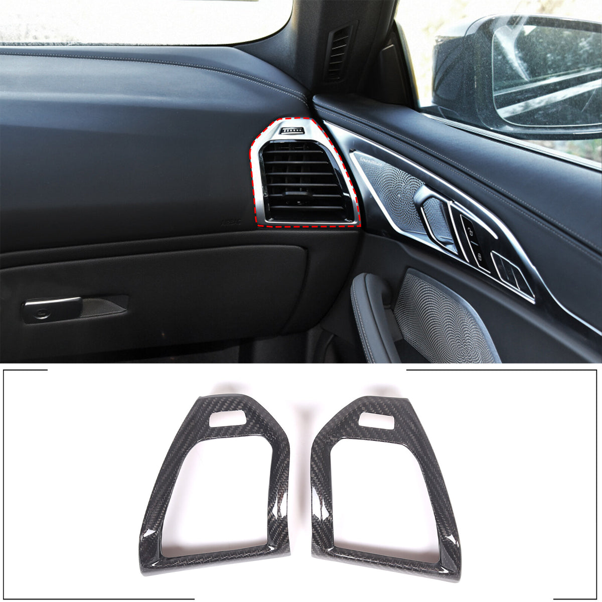 Real Carbon Fiber Dashboard Side Air Vent Cover Trim For BMW 8 Series 2019-2022 6