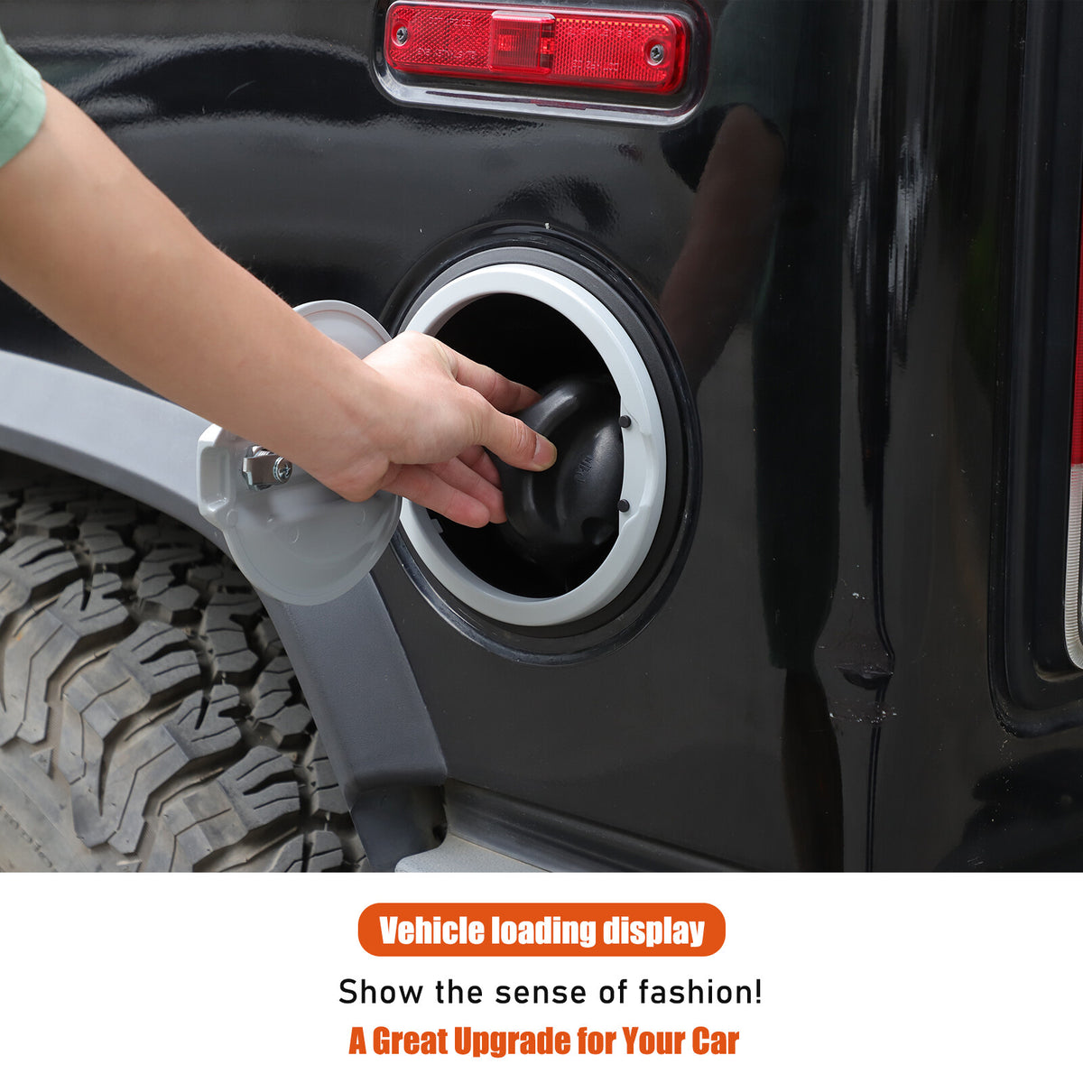 Silver Alloy Fuel Tank Cap Anti-theft Lock Cover Trim For Hummer H2 2003-2009 17