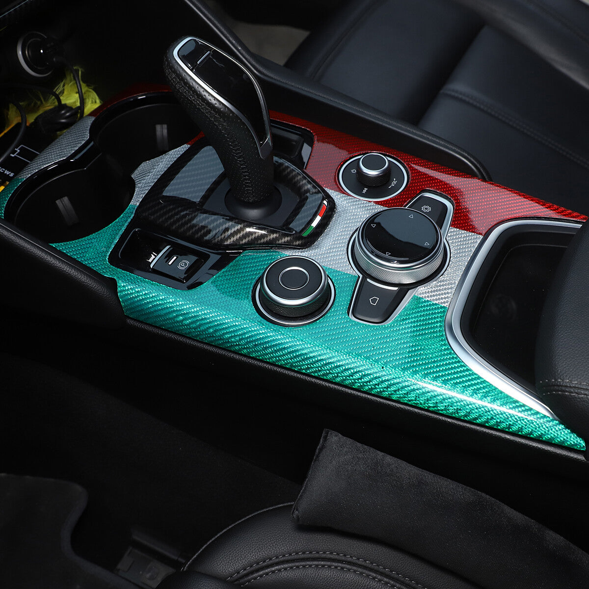 Real Carbon Fiber Car Gear Shift Panel Cover Trim For Alfa Romeo Giulia 20-22 8