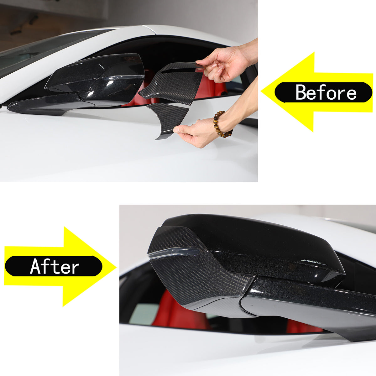 For C8 Corvette Stingray Z51 Z06 20+ Carbon Side Mirror Cover Lower Base Set US 9