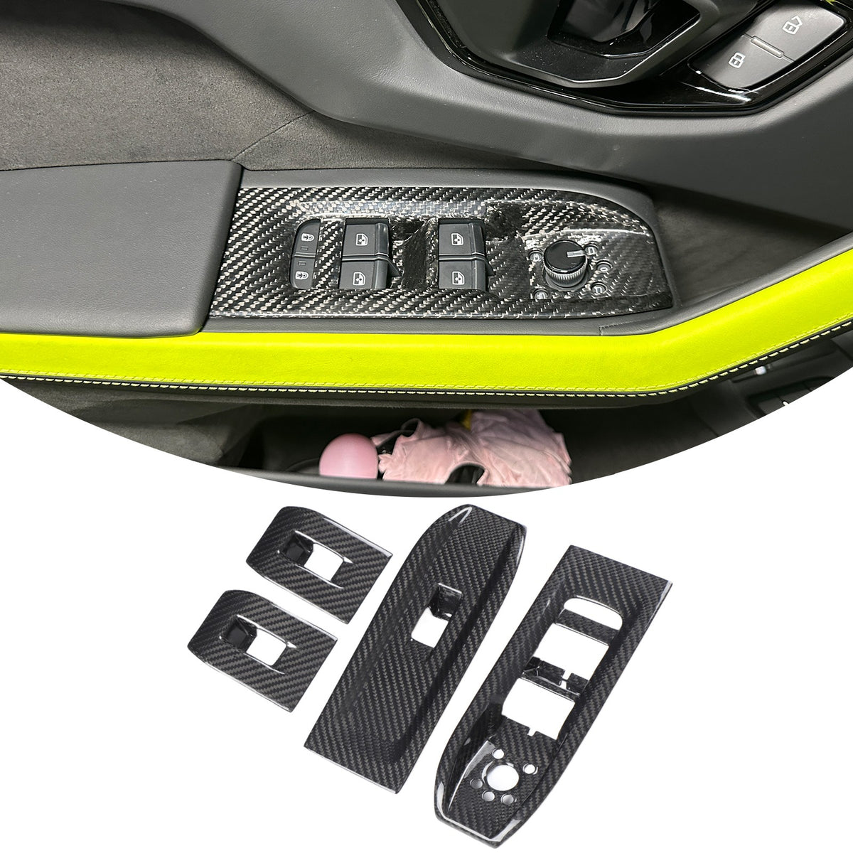 Real Carbon Fiber Window Lift Switch Panel Trim For Lamborghini URUS/SE 18-21 US 2