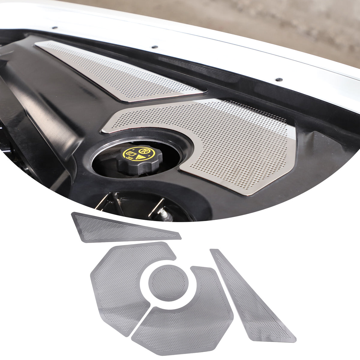 Silver Steel Car Engine Hood Compartment Panel Trim For Corvette C8 2020-2026 US 2