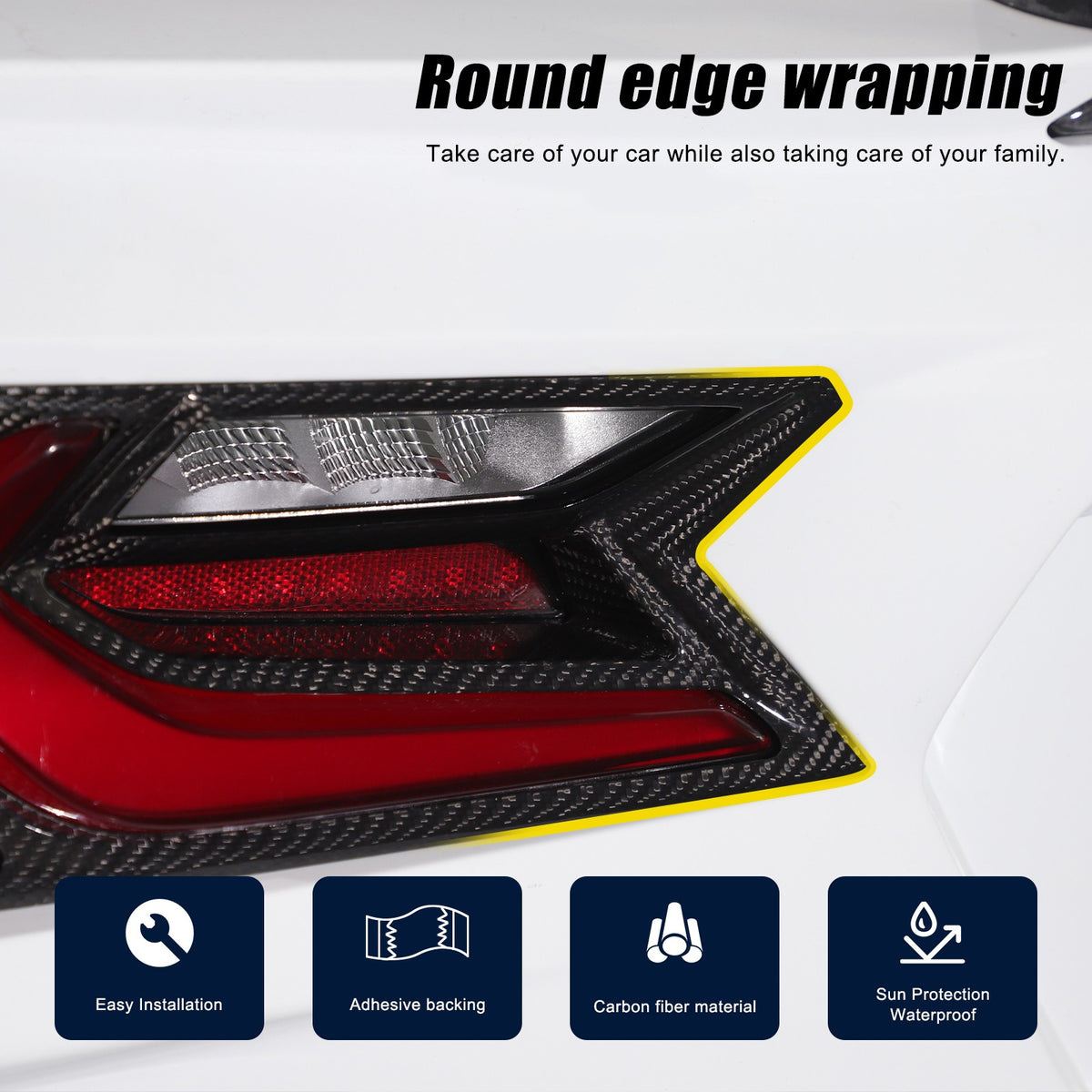 Real Dry Carbon Fiber Tail Light Trim Cover For Corvette C8 2020+ 14
