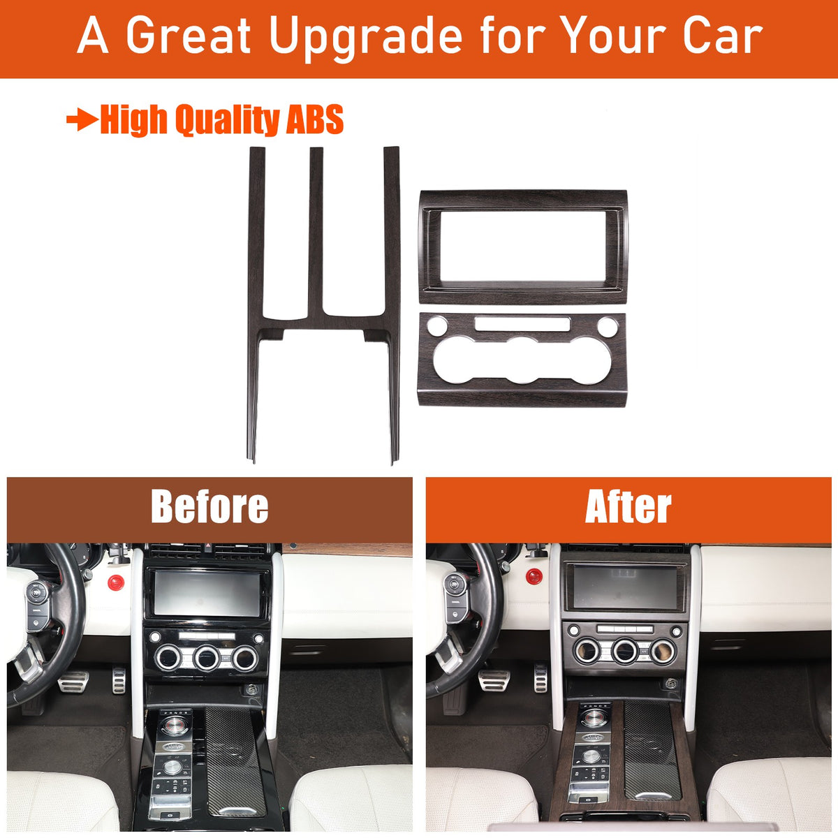 3pcs Wood Grain Center Console Trim Kit For Land Rover Discovery 5 L462 2017-20 6