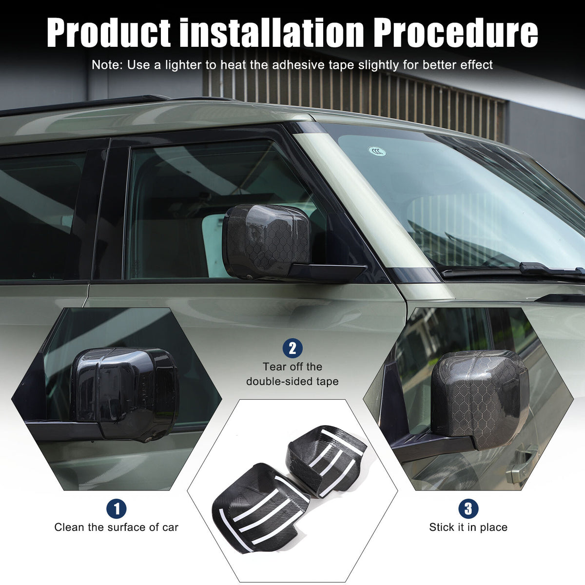 Honeycomb Carbon fiber Side Rear Mirror Cover Caps Trim For LR Defender 2020-24 11