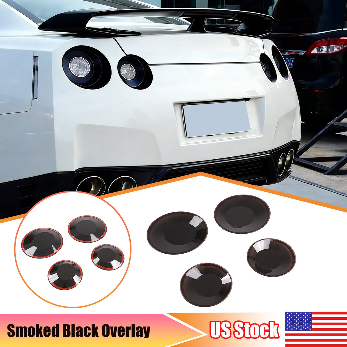 Smoked Tail Light Covers Rear Light Guards Exterior For Nissan GTR R35 08-16 1