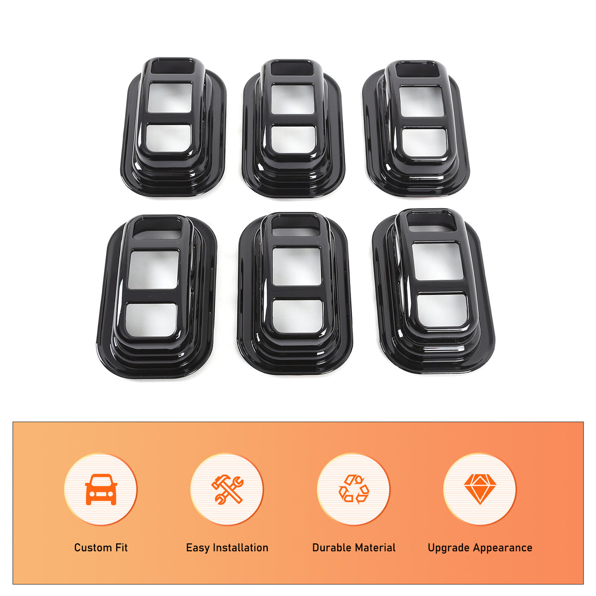 Glossy Piano Black Roof & Side Turn Signal Light Trim Set For Hummer H2 2003-09 19