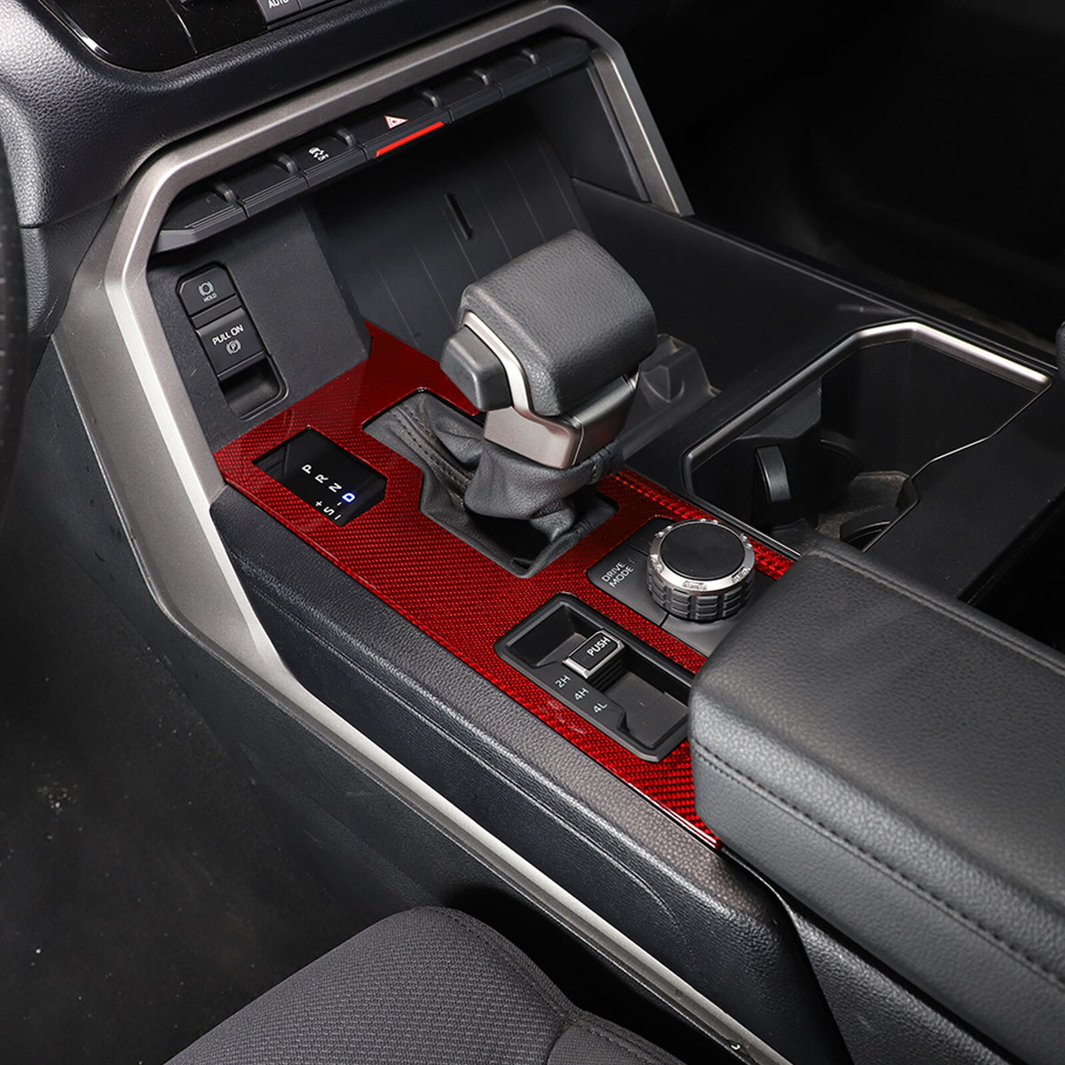 Red Real Carbon Fiber Console Gear Shift Box Panel Trim For Toyota Tundra 22-26 8
