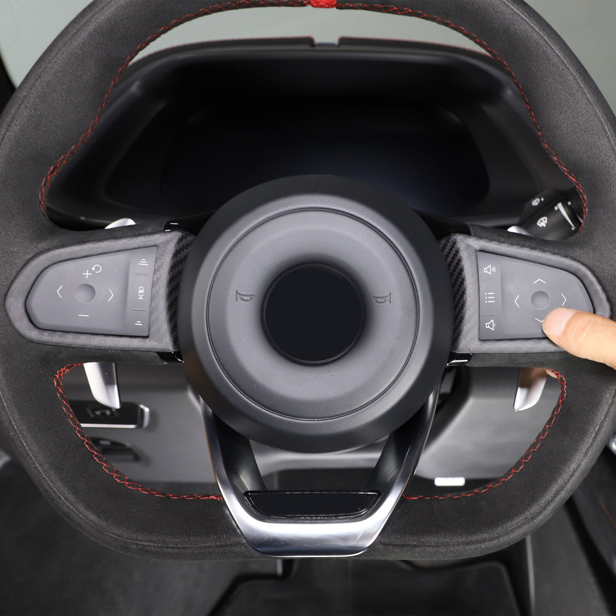 Matte Real Carbon Fiber Steering Wheel Button Cover Trim For Lotus EMIRA 21-25 8