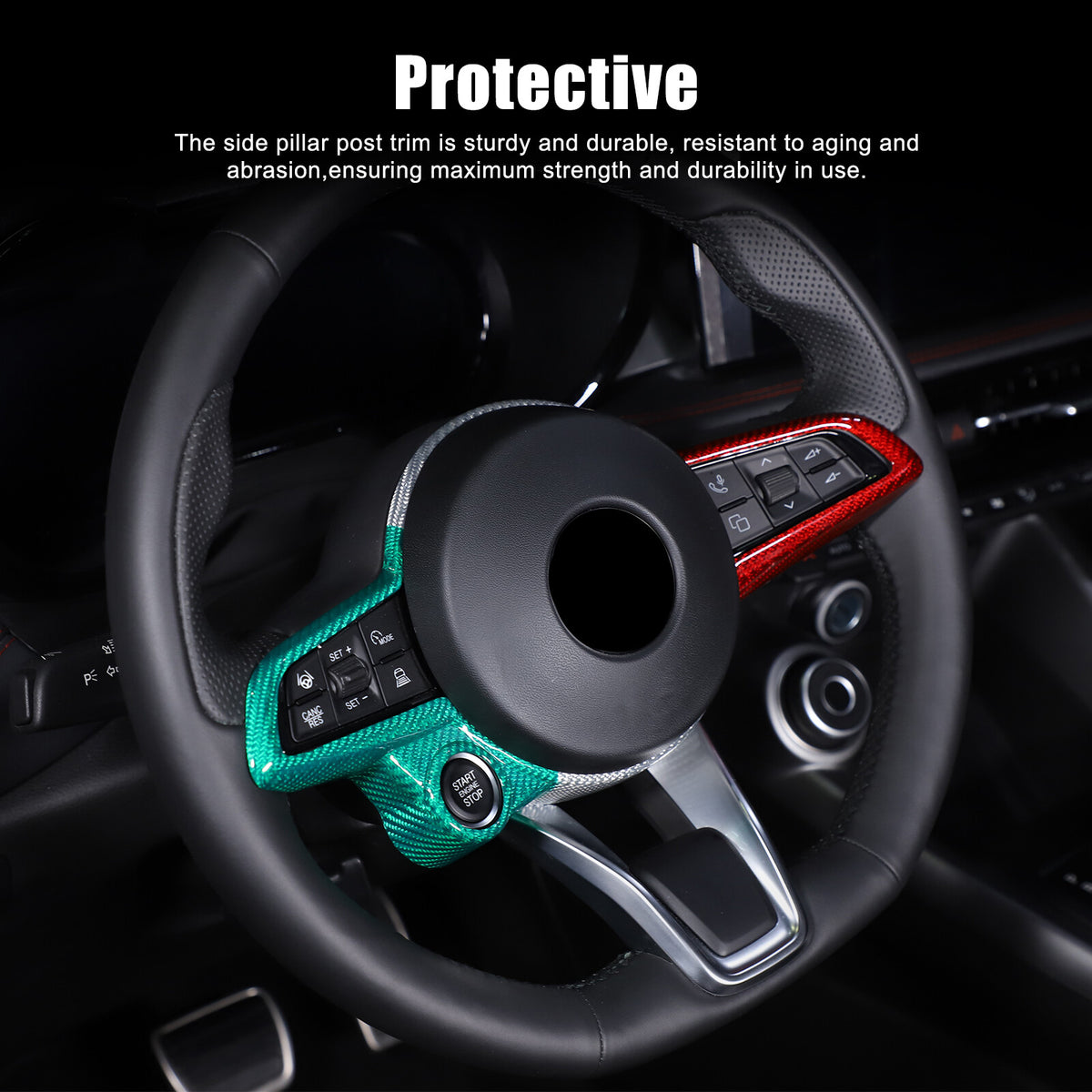 Tri-Color Carbon Fiber Steering Wheel Cover Trim for Alfa Romeo Tonale 2023-2024 3