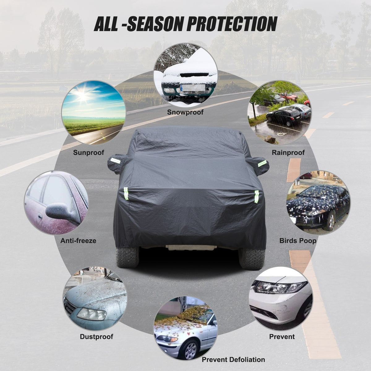 Black Full Car Cover Outdoor Waterproof Sun Car Cover For Hummer H2 2003-2009 11