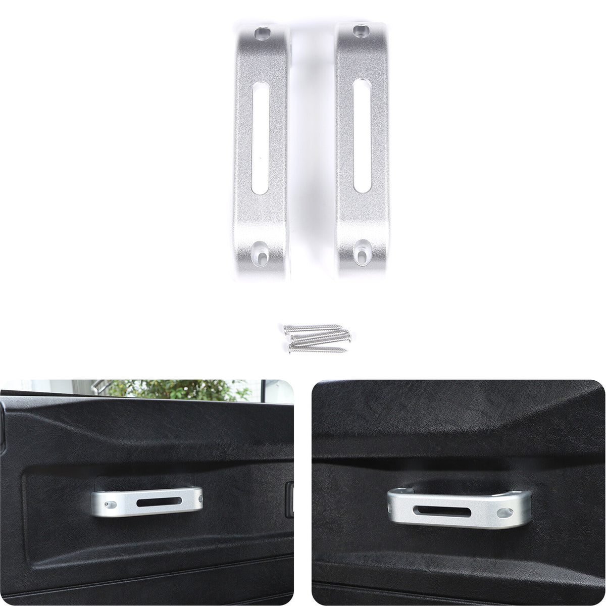 Silver Hollow Inner Door Handle Grab Handle Trim For Land Rover Defender 2004-18 10