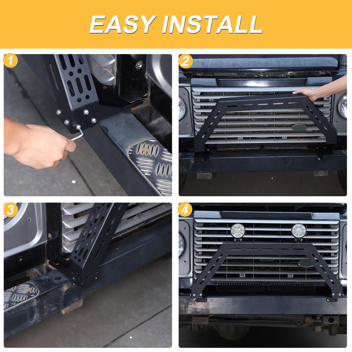 Black Bull Nudge Bar Bumper Guard A Bar For Land Rover Defender L316 2004-19 21