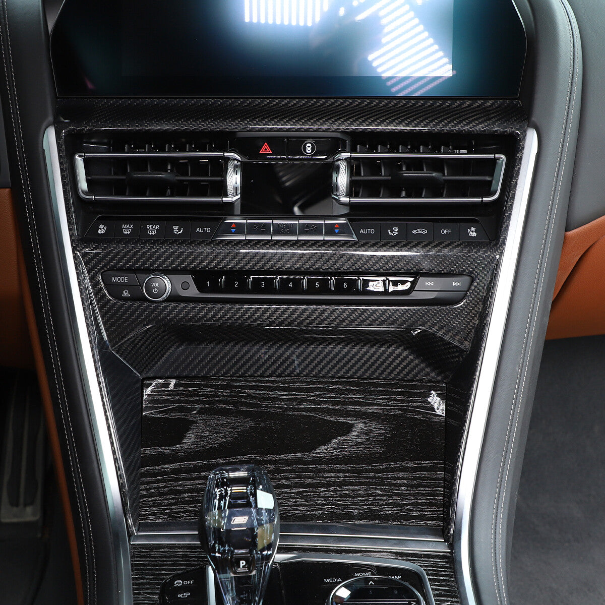 Carbon Interior CD Panel Decor Cover Trim For BMW 8 Series G14 15 16 2019-22 5