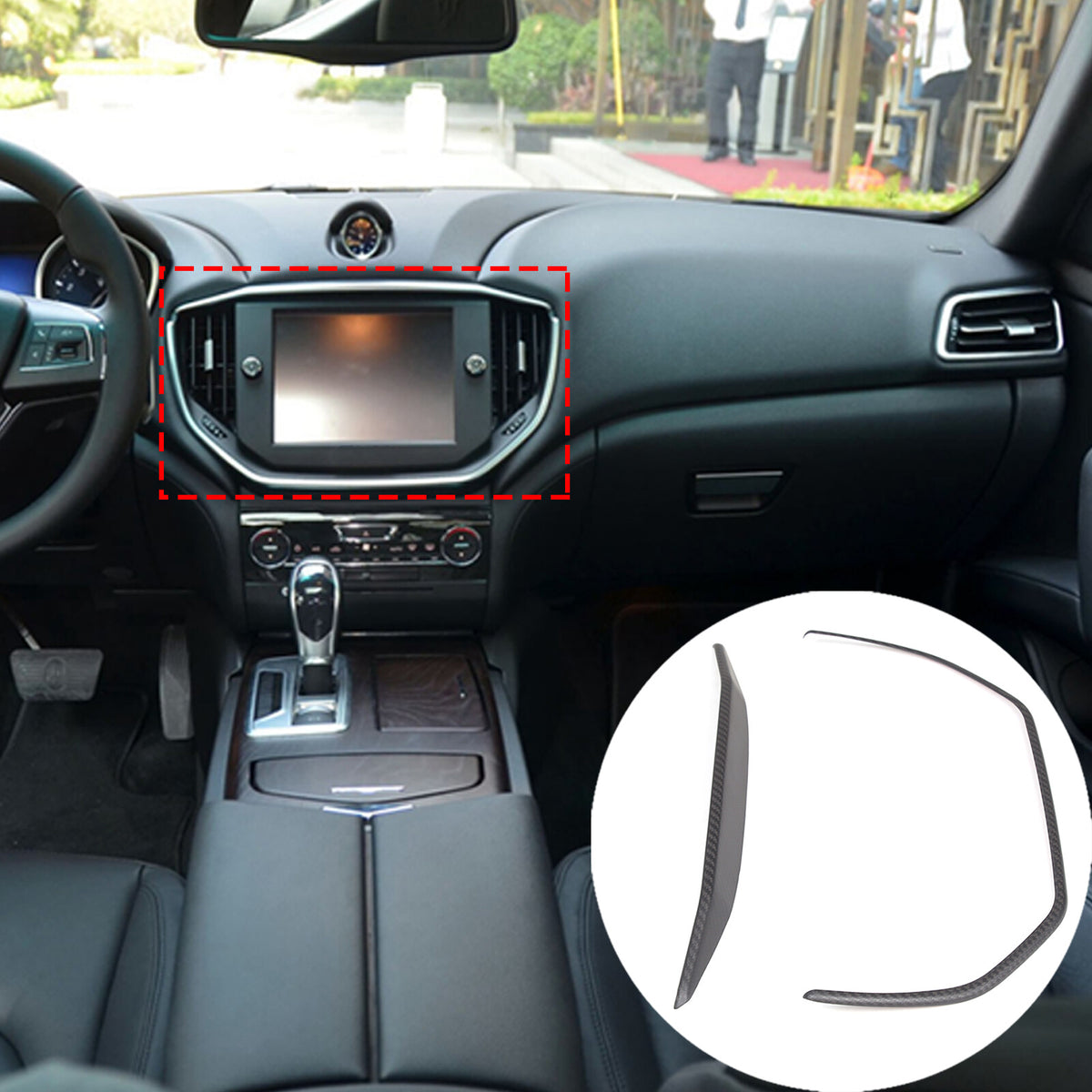 Matt Carbon fiber Center Console air outlet frame Trim For Maserati Ghibli 14-15 3