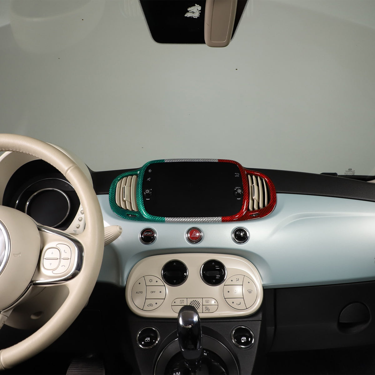 Tri-Color Real Carbon Fiber Dashboard Air Vent Trim For Fiat 500 312 2016+ 9