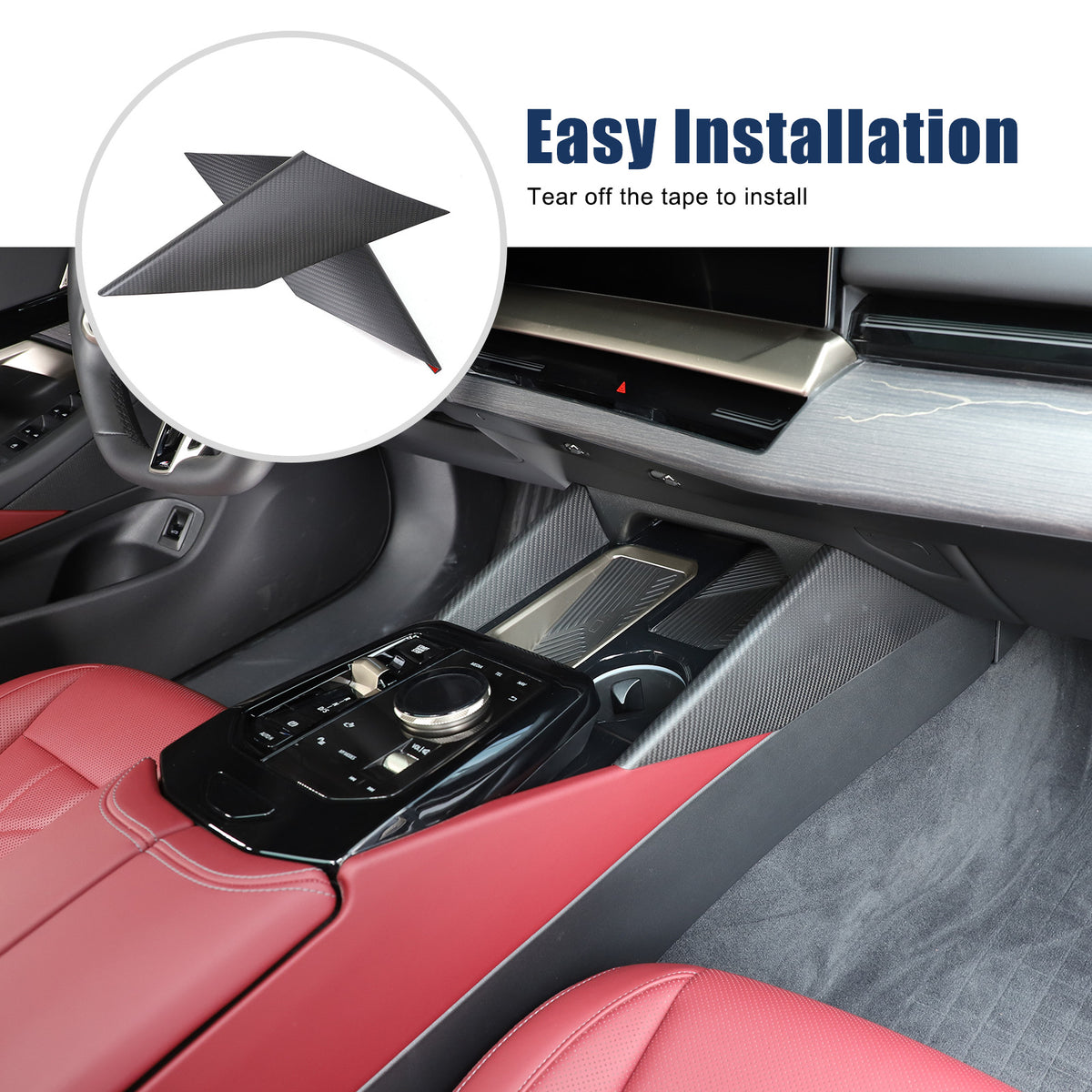 Matte Carbon Fiber Inner Console Side Panel Trim For BMW 5 Series G60 i5 2024+ 14