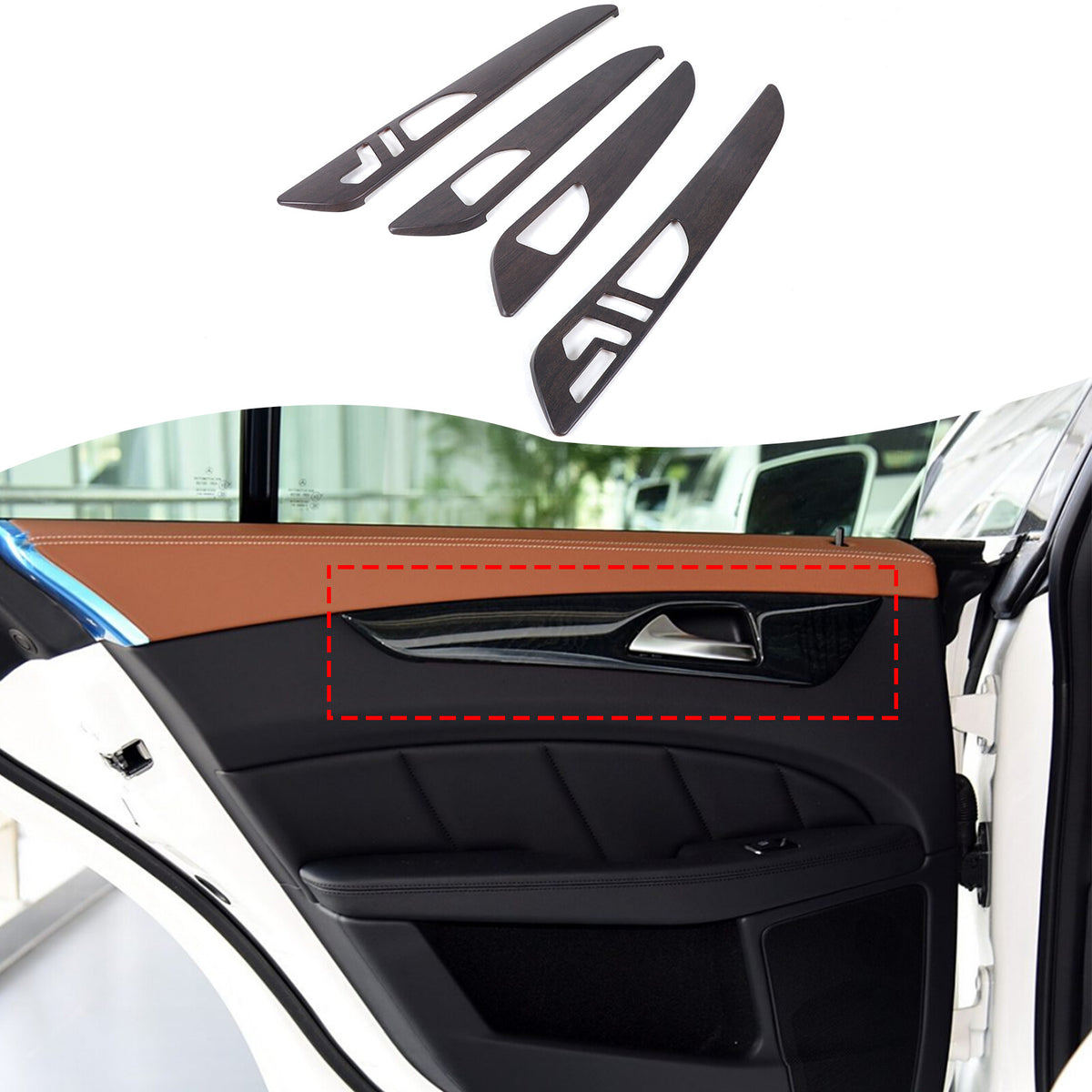 Grain Interior Car Door Panel Cover Trim For Benz GLE GLS ML GL 2013-2019 1
