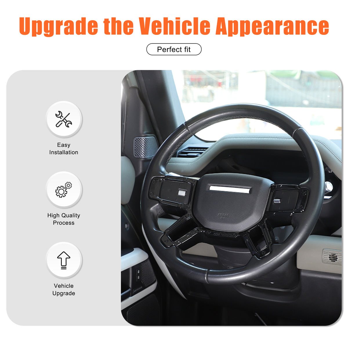 Mecha Glossy Black Steering Wheel Frame Trim For Land Rover Defender L663 20-25 24