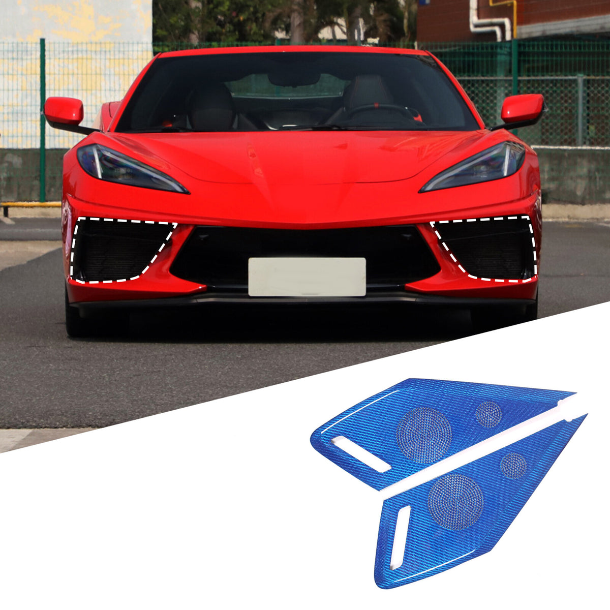 Blue Real Carbon Fiber Inner Door Speaker Panel Cover For Corvette C8 2020-2026 12