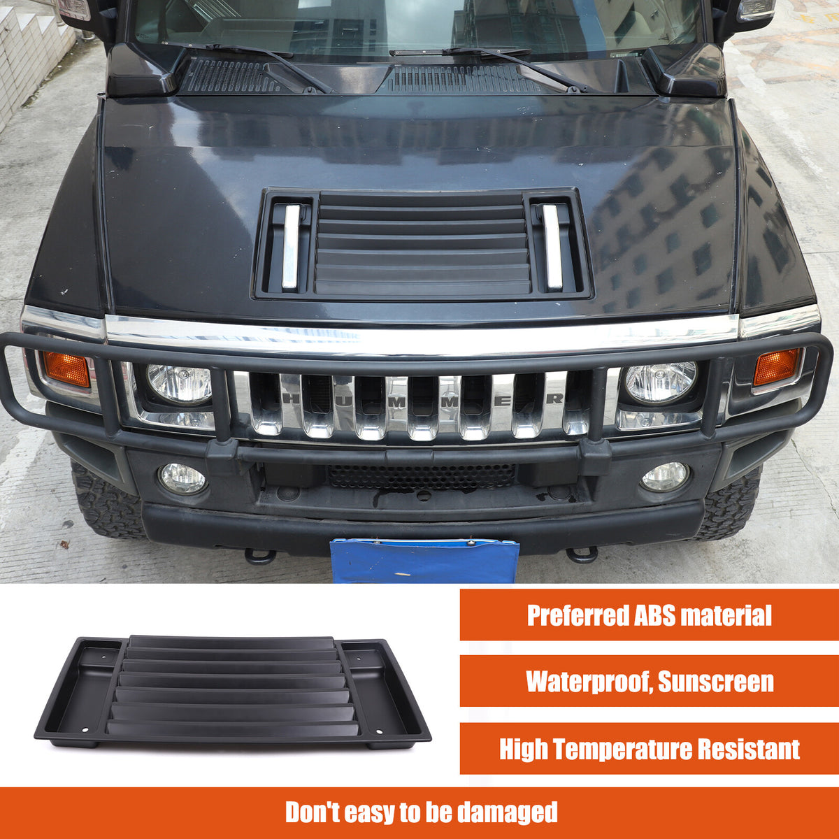 ABS Matte Black Front Hood Grille Engine Cover Trim for Hummer H2 2003-2009 US 17