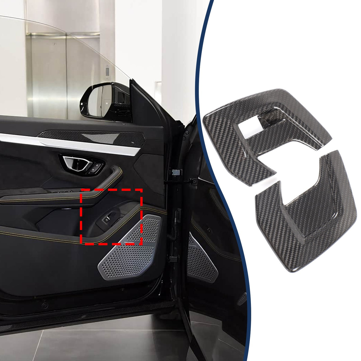 Real Carbon Fiber Rear Door Switch Cover Trim For Lamborghini Urus 2018-21 US 12