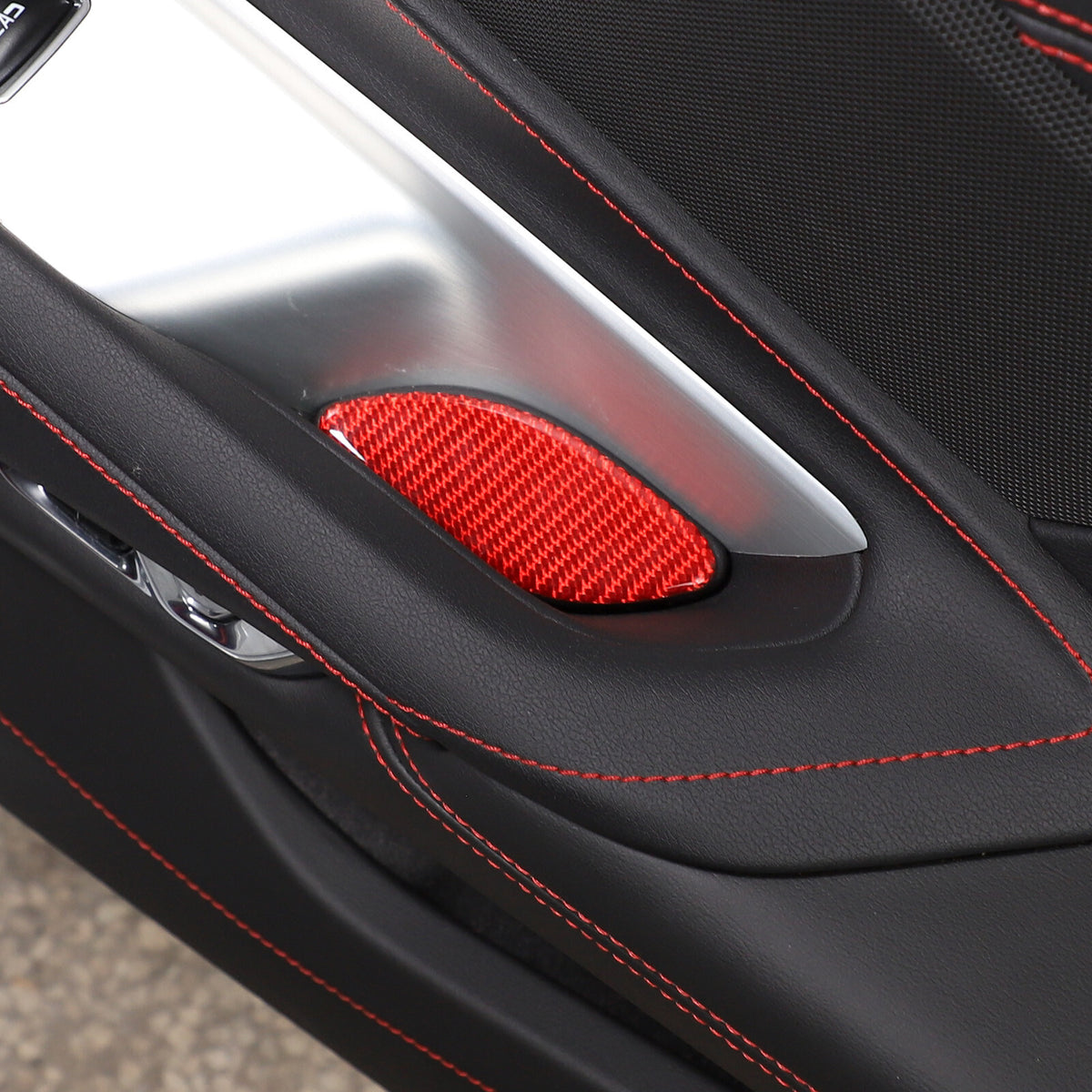 Red Soft Carbon Fiber Interior Decor Trim Kit Cover Set For Corvette C8 20-25 68