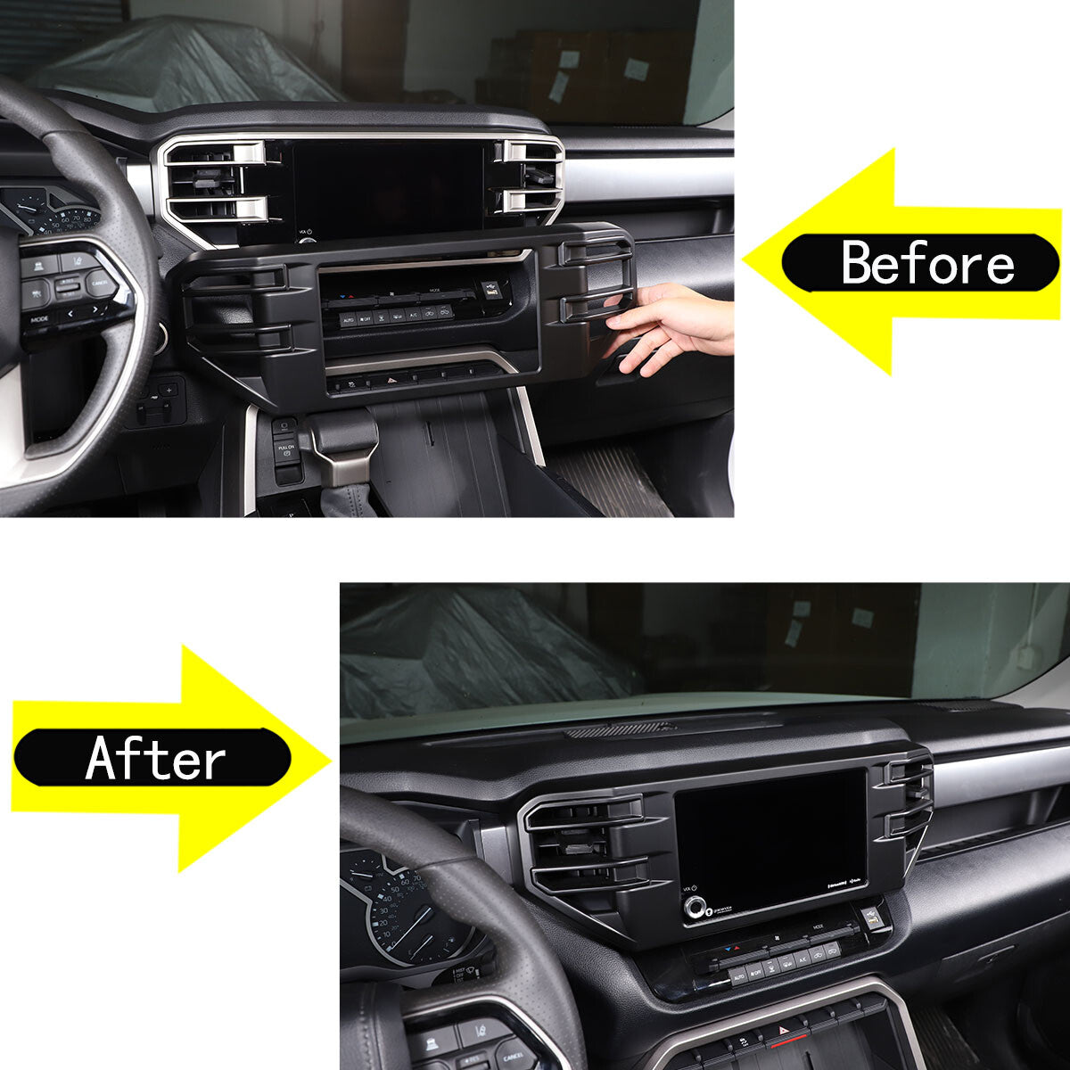 Matte Black Center & Side Air vent Frame Trim Cover For Toyota Tundra 2022-2026 5