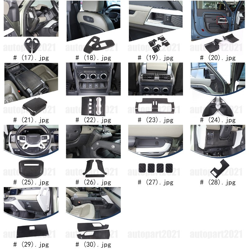 Real Dry Carbon Fiber Full Interior Trim Set For LR Defender 90 110 L663 20-23 3