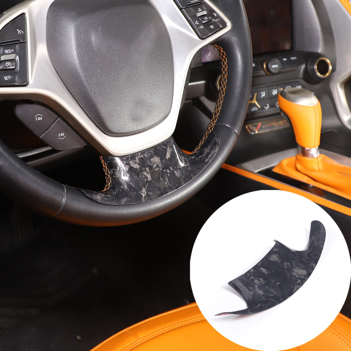 Forged Carbon Fiber interior Steering Wheel Cover Trim for Corvette C7 2014-2019 12