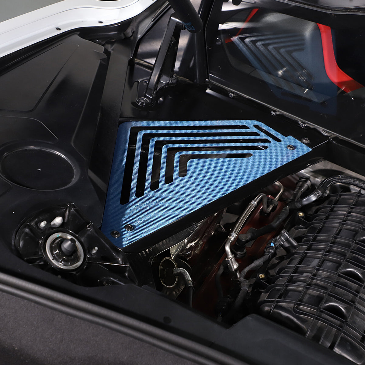 Blue Real Carbon fiber Engine Bay Side Panel Cover Overlay For Corvette C8 Coupe 8