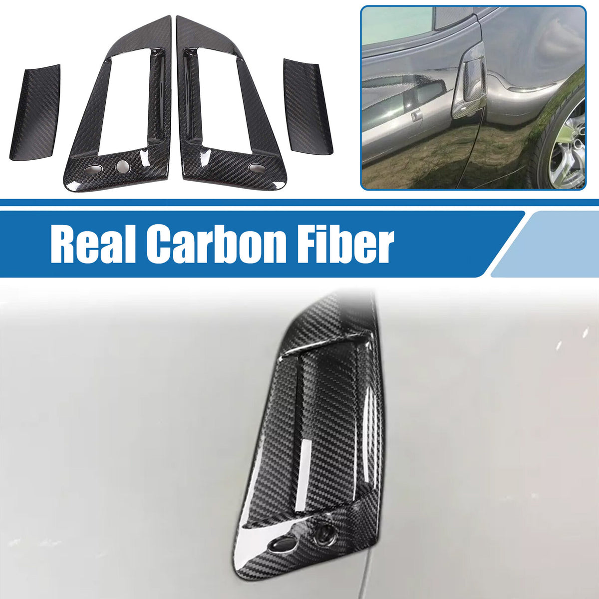 Real Carbon Fiber Exterior Door Handle Cover Trim For Nissan 370Z Z34 2009-20 US 1