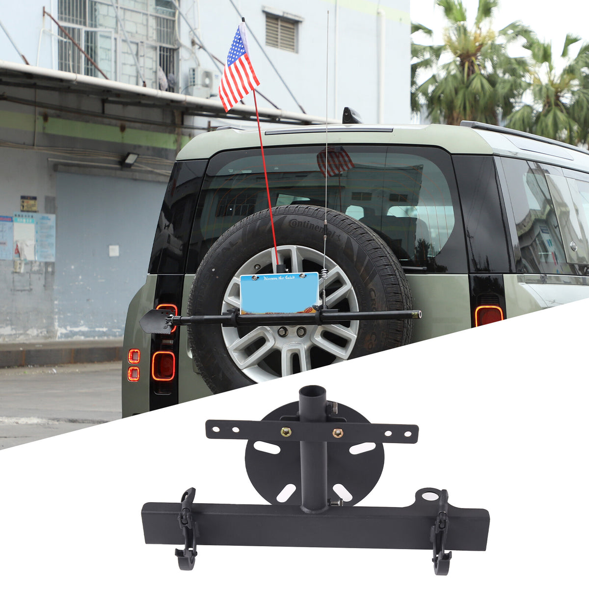 Rear License Plate Flagpole Holder Bracket Accessories For Land Rover Defender 2