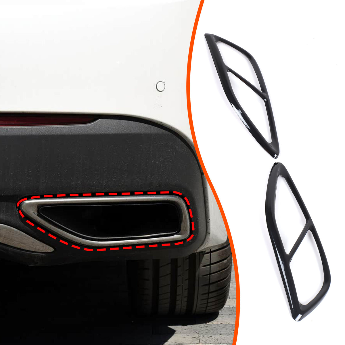 Stainless Steel Glossy Black Quad Exhaust Tailpipe Trim For Lincoln MKZ 2017-21 3