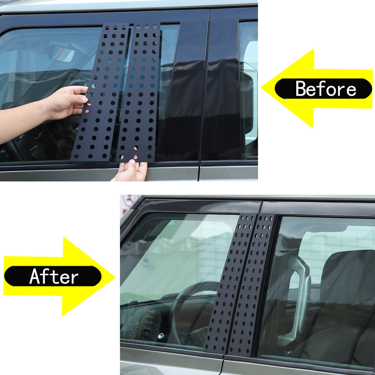 Black Aluminum Window Center Pillar Trim Panel For Land Rover Defender 2020-23 7