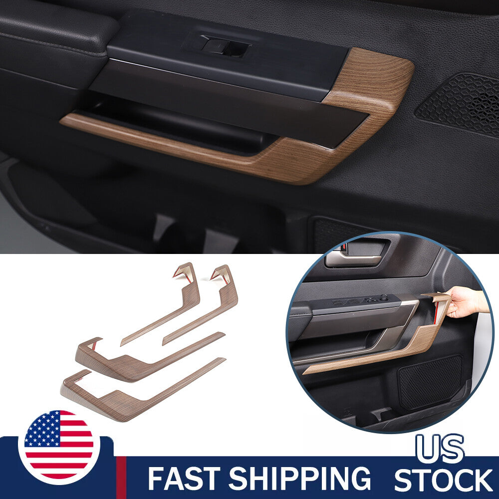 Pear Wood Interior L Strip Door Panel Trim For Toyota Tundra Sequoia 2022-26 US 1