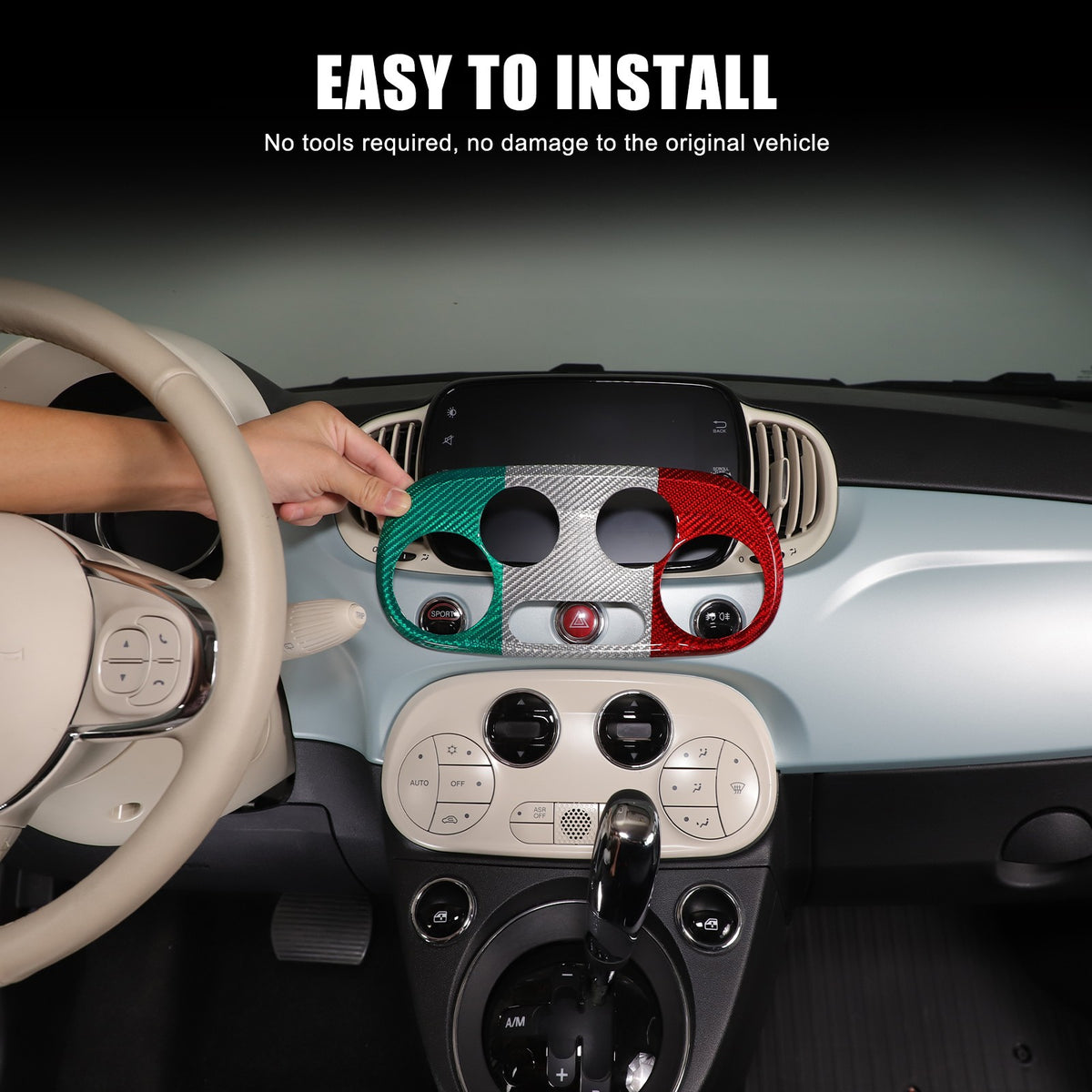 Tri-Color AC Control Switch Bezel Trim For Fiat 500 312 2016+ 8