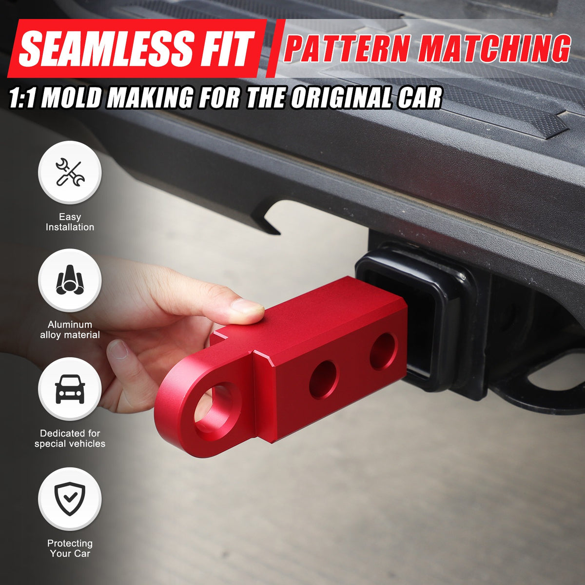 Red Aluminum Alloy Trailer Mount Receiver Hitch Tow Hook For Toyota Tundra 2022+ 20