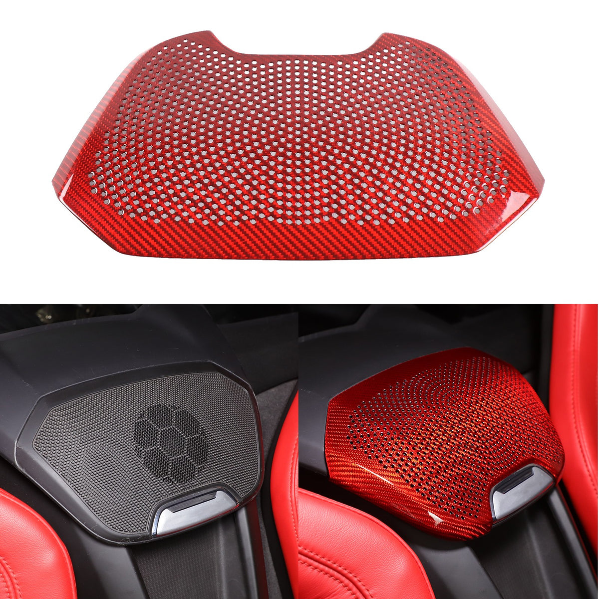 Red Real Carbon Fiber Rear Speaker Grille Trim For Corvette C8 1LT/2LT 2020+ 22